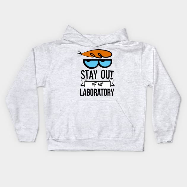 Stay out of my lab cartoon Kids Hoodie by labstud